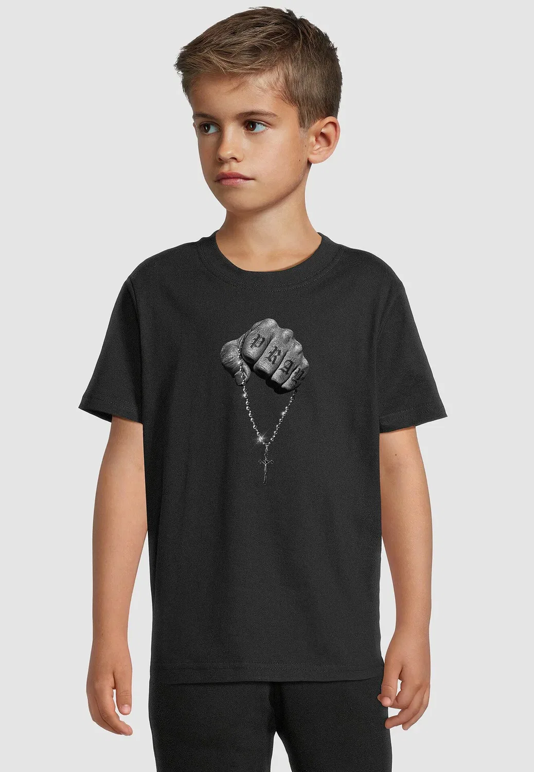 Детская футболка с принтом «Вера встречается с силой» Mister Tee, Black