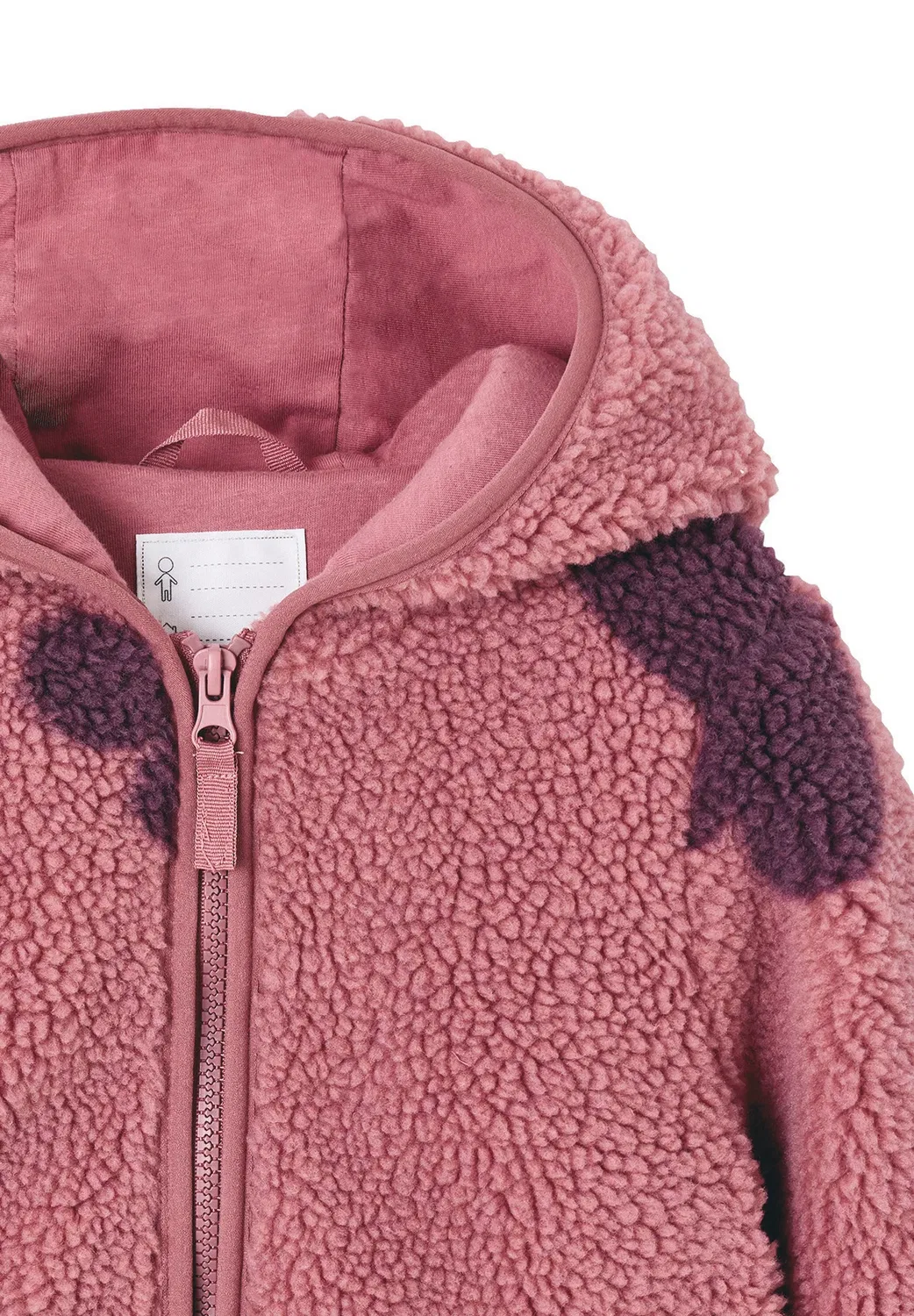 Mädchen teddyfleece-jacke mit blumenmuster und kapuze - флисовая куртка Vertbaudet, Malve — фото 4