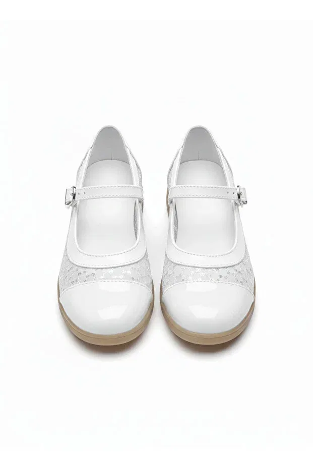 Детские балетки для девочек с пайетками Besteps, White