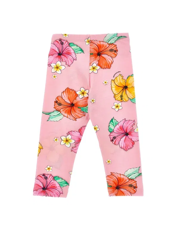 Леггинсы с цветочным принтом Leggings Monnalisa, розовый персиковый — фото 2