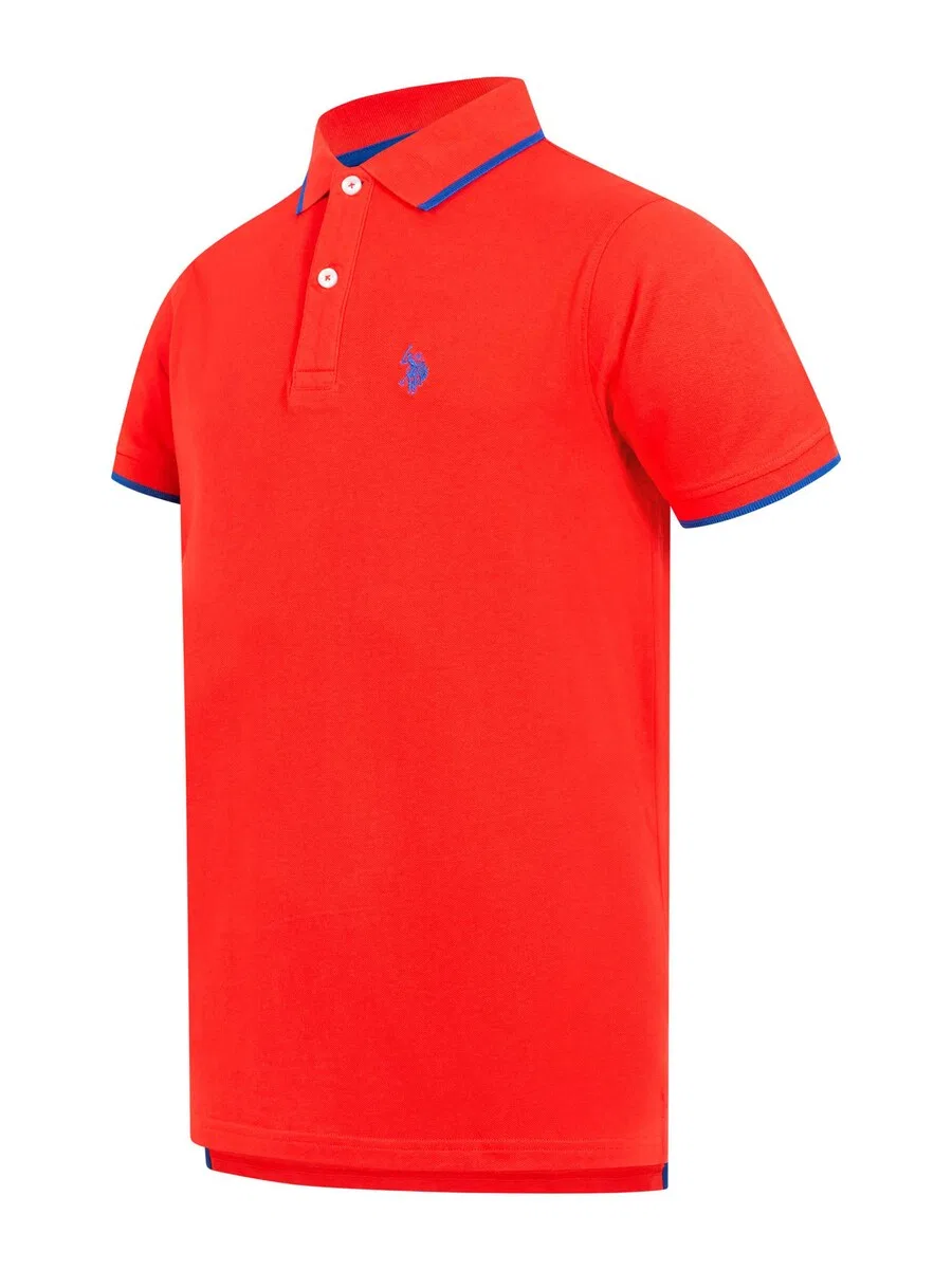 Футболка U.S. POLO ASSN. неоново-красного цвета — фото 3