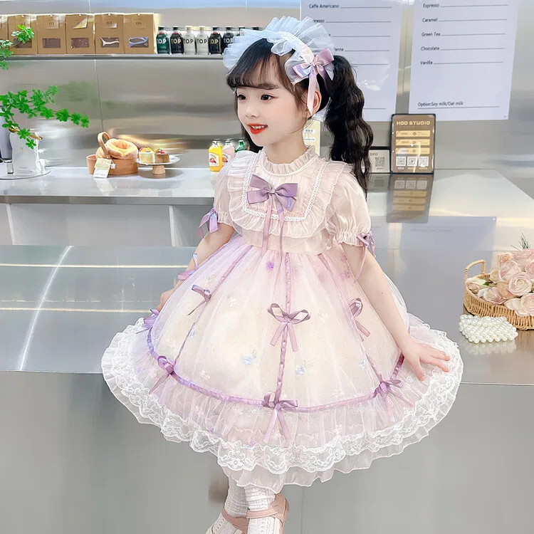 Детское платье для девочек хлопковое Lanza, Pink Dress+Hair Accessory — фото 4