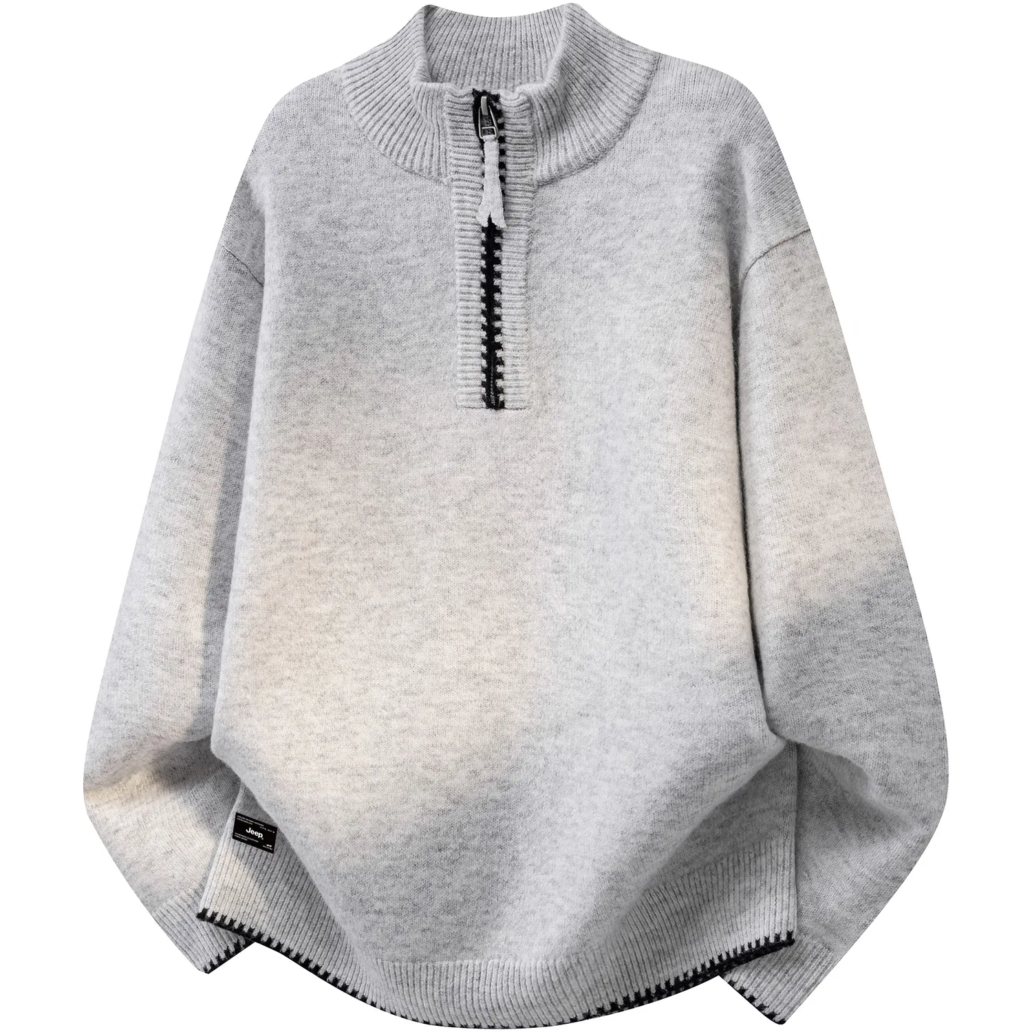 Детский свитер с полуоткрытым воротником Jeep, Light Heather Gray