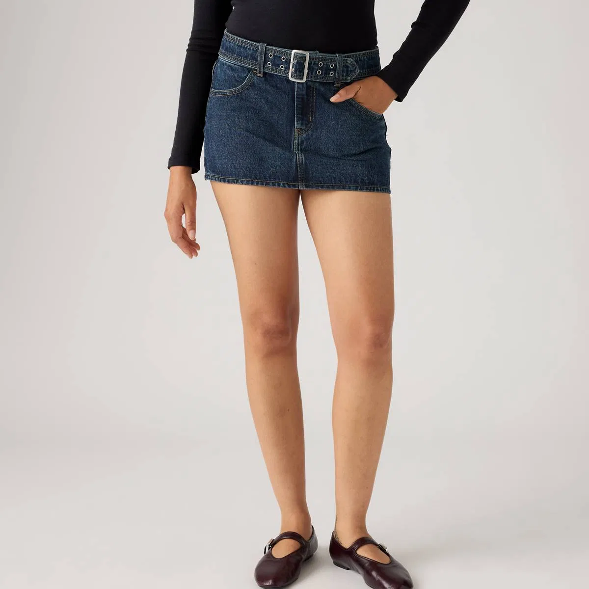 Мини-Юбка с поясом Levi's, Silver Lode - Dark Wash — фото 2