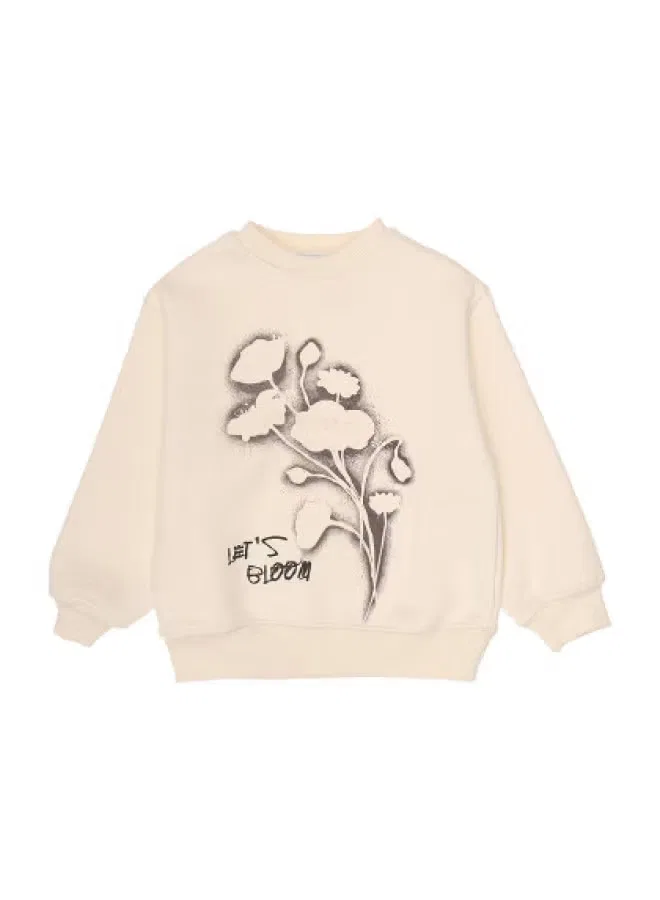 Худи с длинным рукавом с цветочным принтом Zara, бежевый