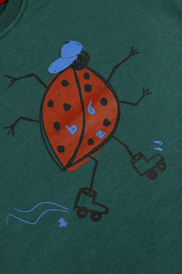 Детские свитшот с принтом для девочек Lady Beetle Printed Beetlebeez, Green — фото 2