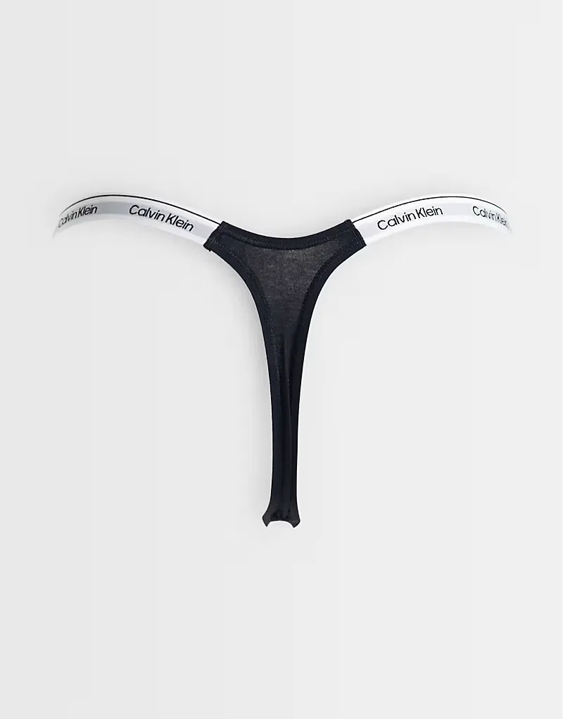 Трусики-стринги Calvin Klein Icon с логотипом, комплект из 3 штук, сине-бело-черные — фото 2