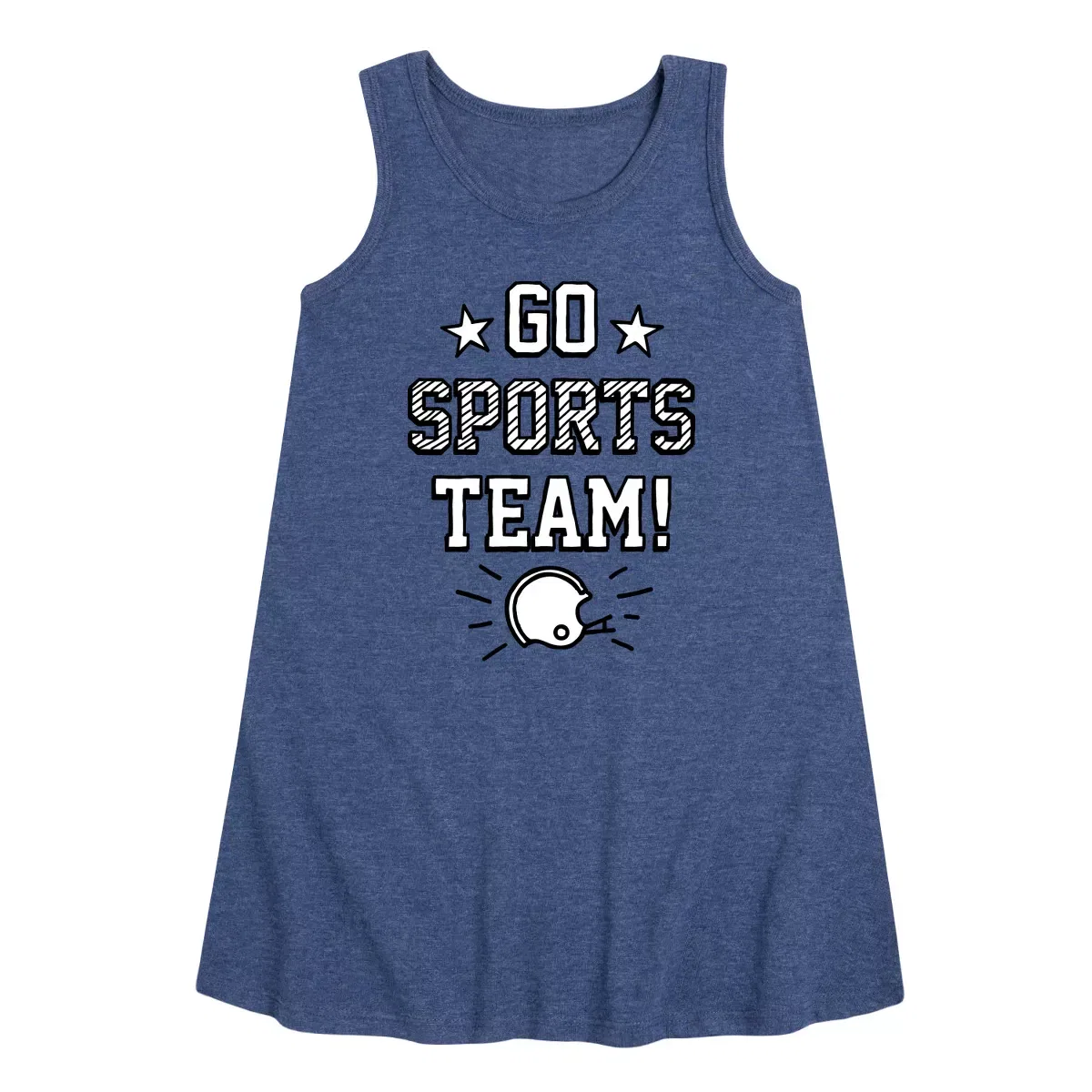 Детское платье-трапеция без рукавов с принтом Go Sports Team Instant Message, Heather Navy