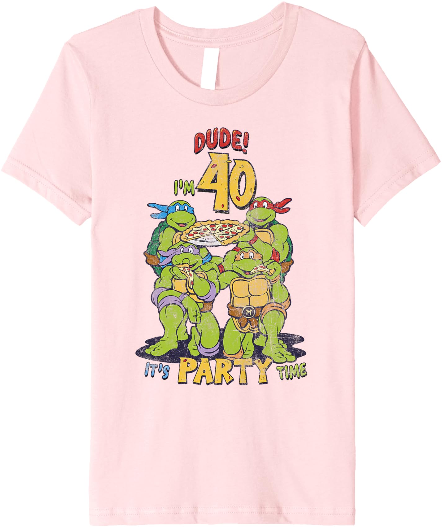 

Футболка для подростков Teenage Mutant Ninja Turtles 40th Birthday Pizza Party Premium, розовый