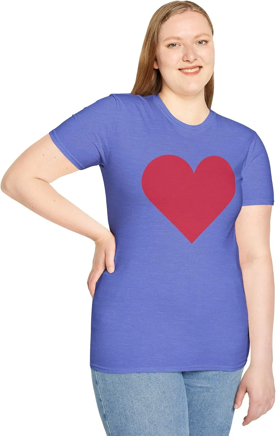 Мужская футболка с принтом Red Heart Graphic, королевский синий меланж — фото 2