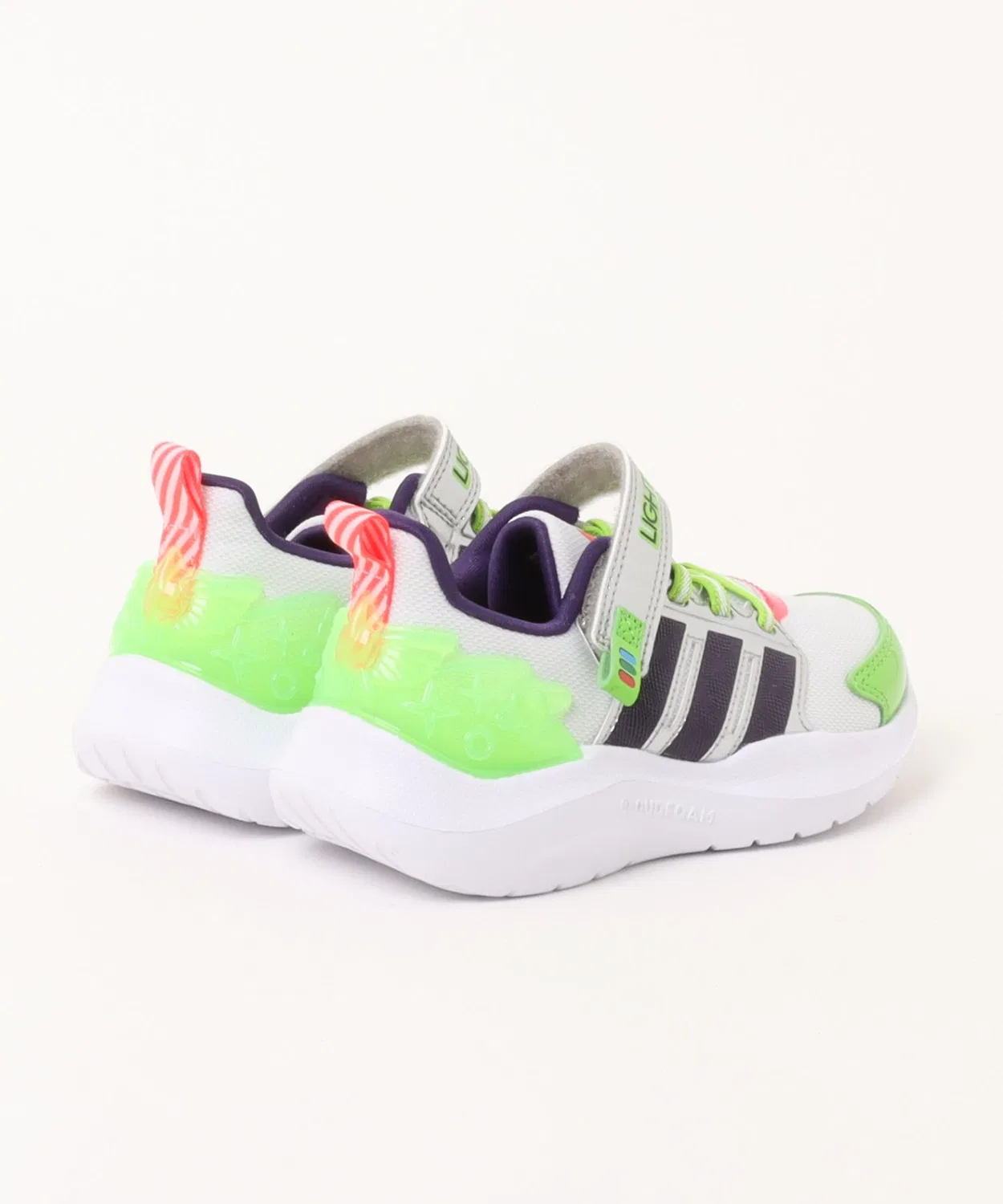 Детские кроссовки со светящейся пяткой Buzz Lightyear Adidas LIGHTORAMA RNR BUZZ EL C, White/Violet — фото 3