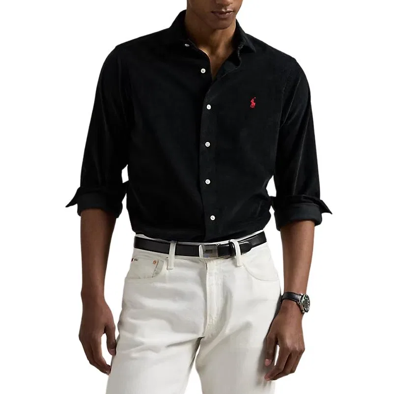 Мужская рубашка с широким отложным воротником Black Polo Ralph Lauren