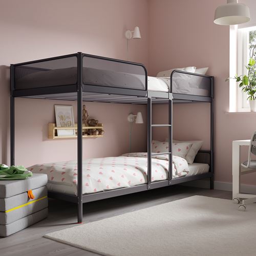 Двухъярусная кровать IKEA TUFFING, 90х200 см, темно-серый — фото 2
