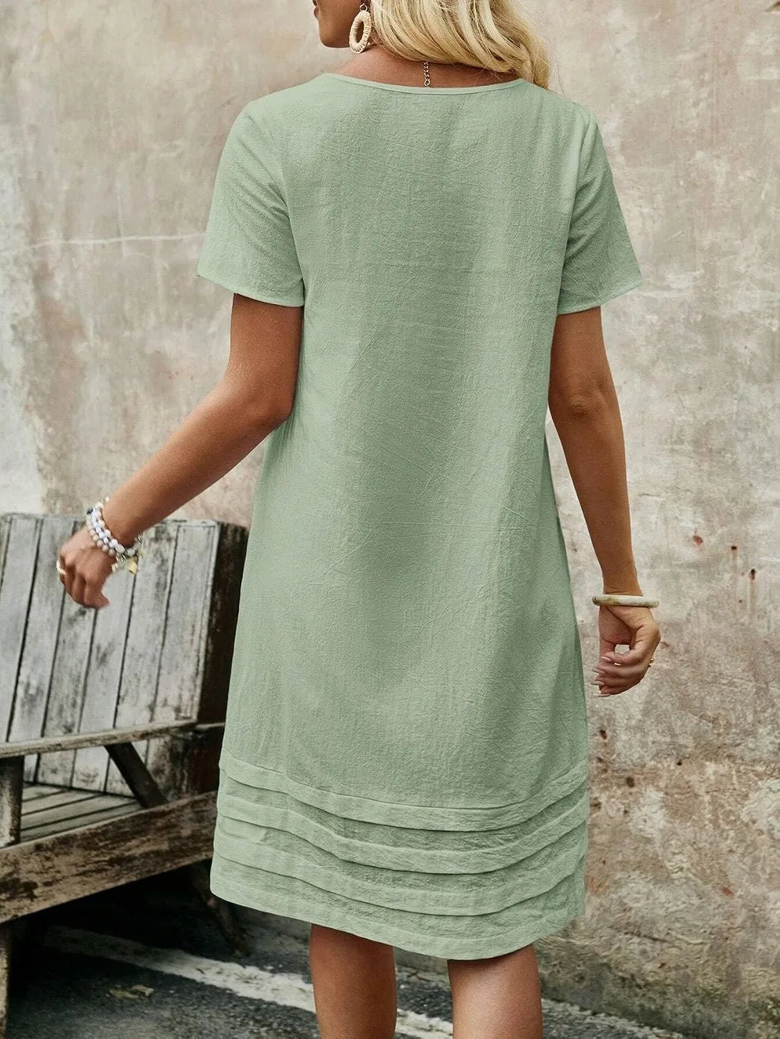 Женское повседневное платье с защипами Knee Length Tee, Mint Green — фото 2
