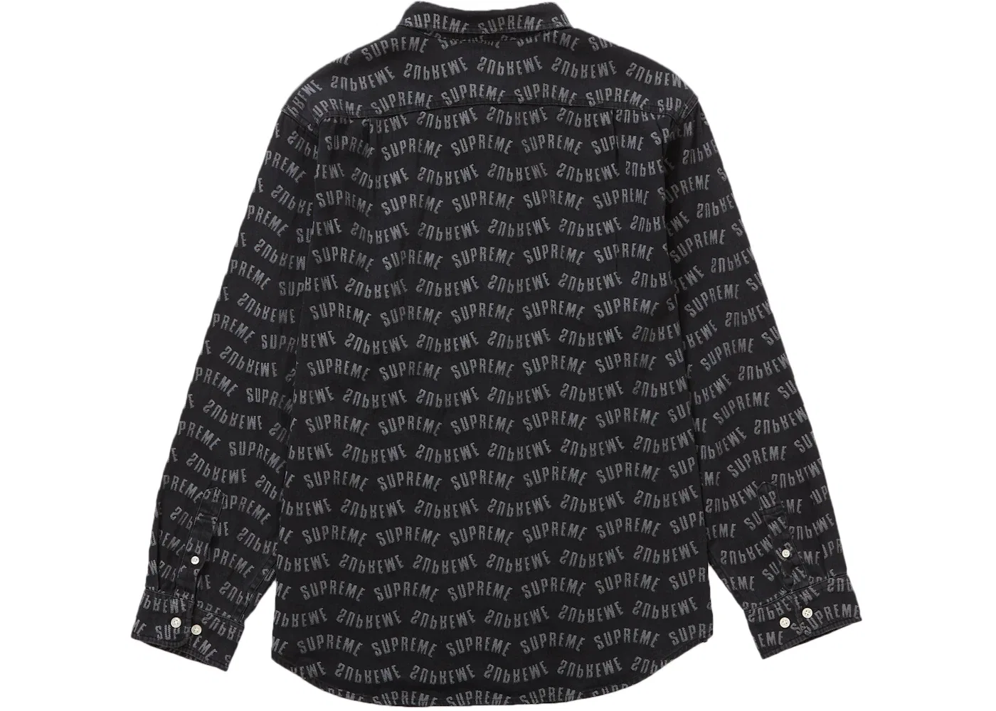 Мужская рубашка с принтом Supreme Arc Jacquard Denim Shirt, Black — фото 2