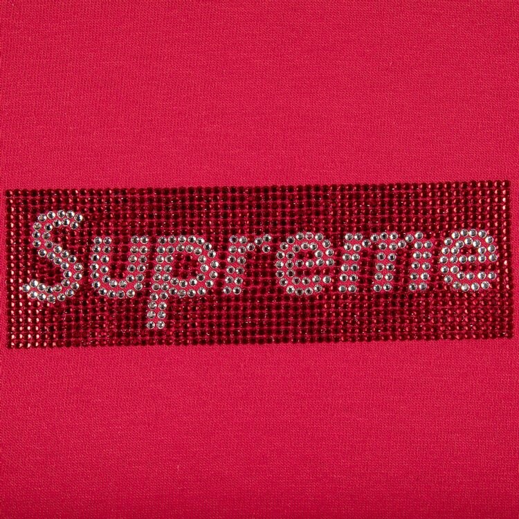 Футболка Supreme x Swarovski Box Logo T-Shirt 'Red', красный — фото 3
