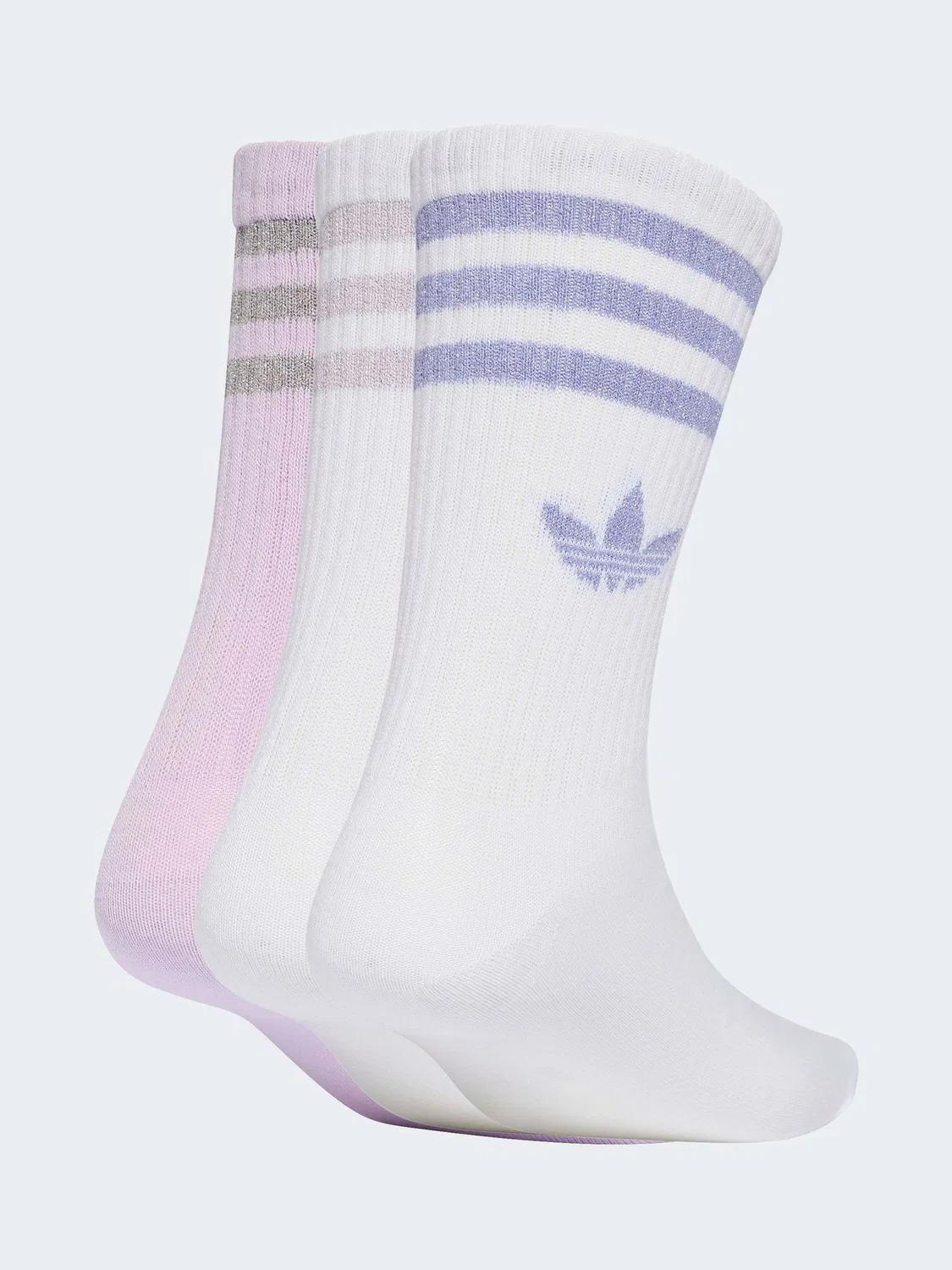 Носки спортивные adidas Originals 3-Stripes Glitter, белый/фиолетовый — фото 2
