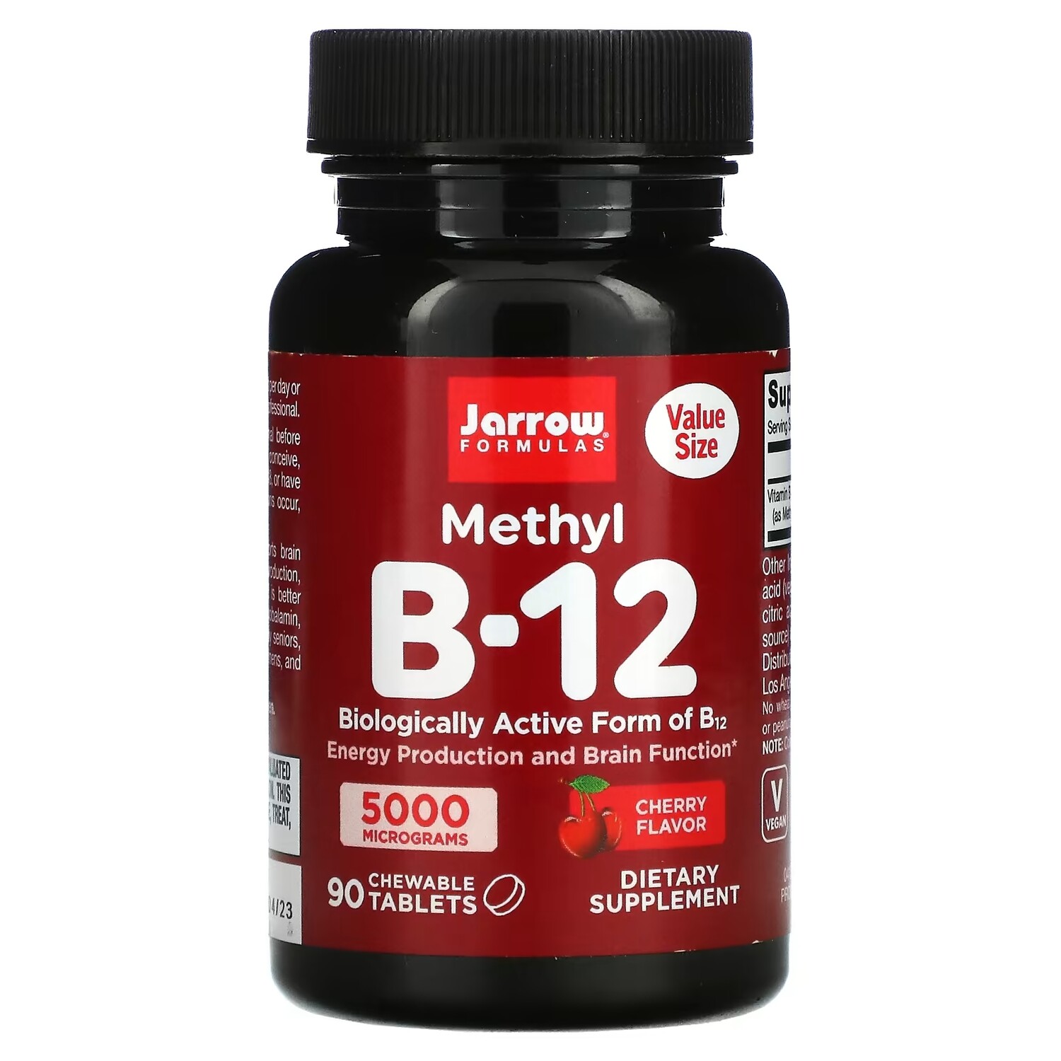 

Jarrow Formulas Метил B-12 вишня 5000 мкг, 90 жевательных таблеток