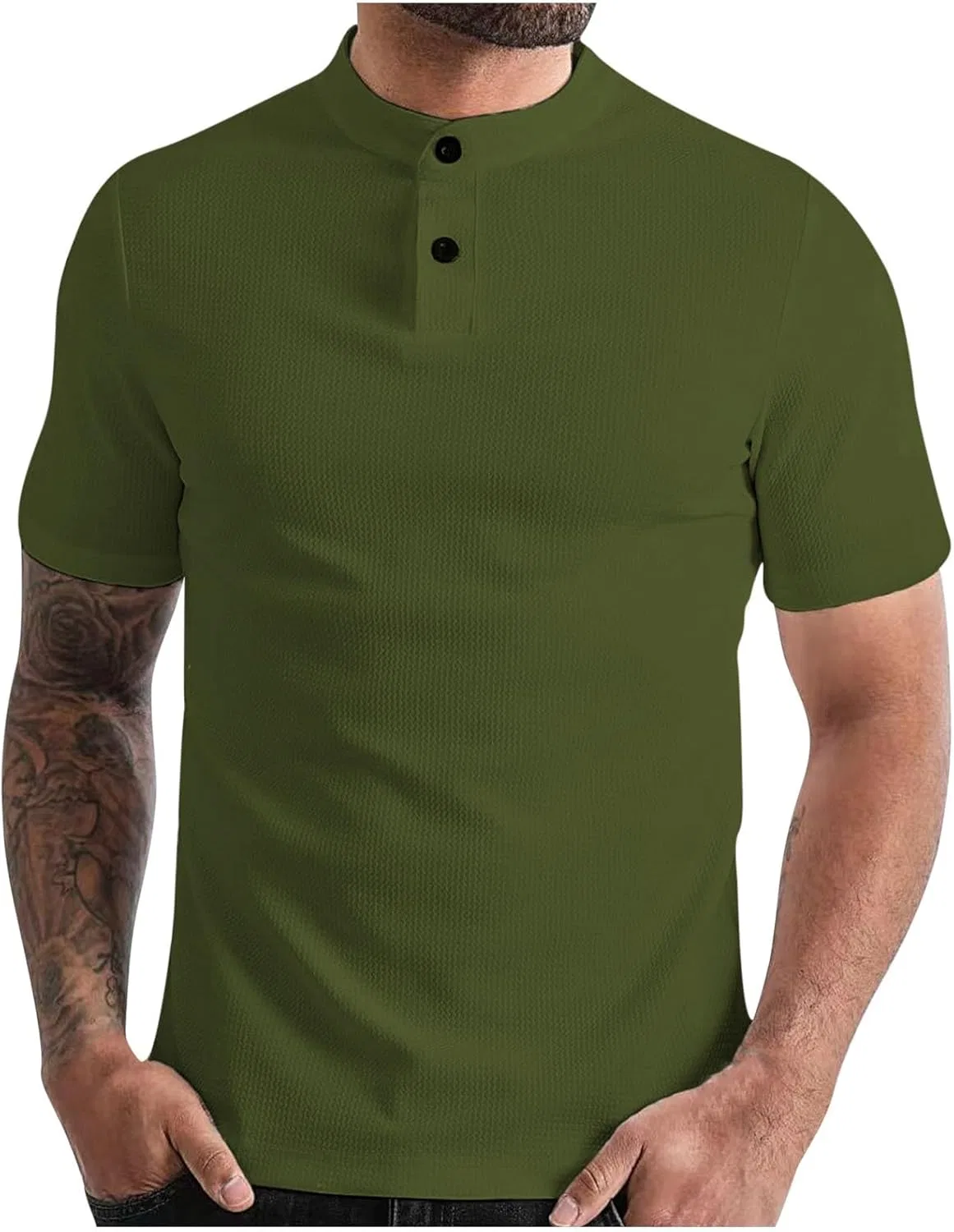 Мужская футболка с круглым вырезом, длинным рукавом, Regular, Army Green