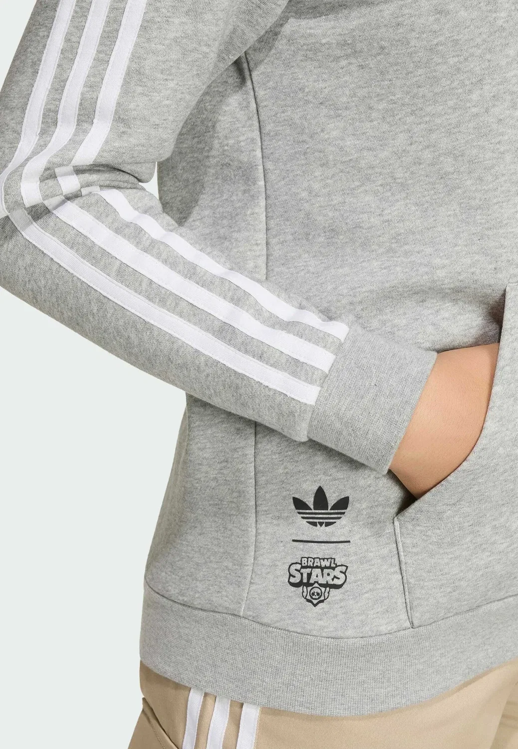 Толстовка с графическим принтом, свободного кроя, унисекс - худи Adidas Originals, Medium Grey Heather White — фото 4