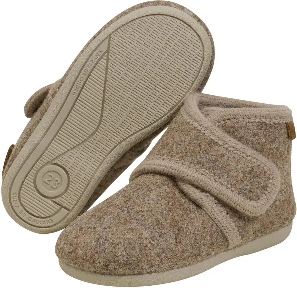 Домашние тапочки детские с застежкой-липучкой Slippers Wool Hook and Loop En Fant, коричневый — фото 3