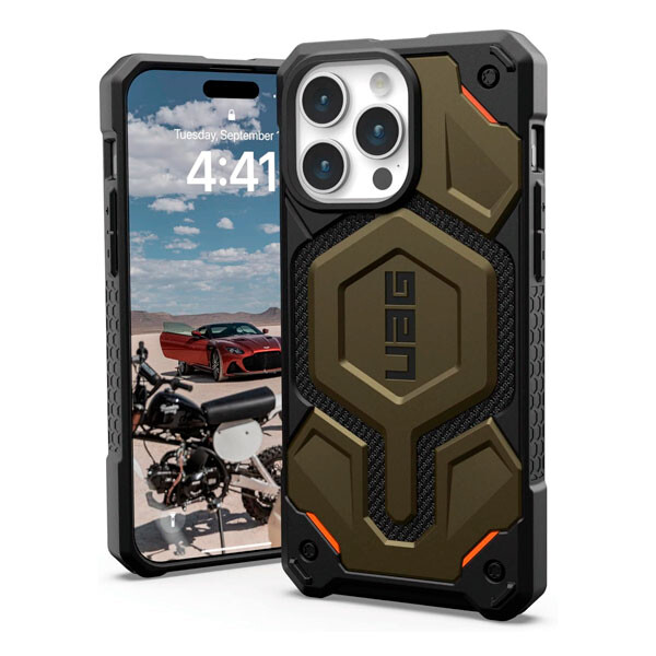 

Чехол UAG Monarch для iPhone 15 Pro, Kevlar Element Green, Хаки, Чехол UAG Monarch для iPhone 15 Pro, Kevlar Element Green