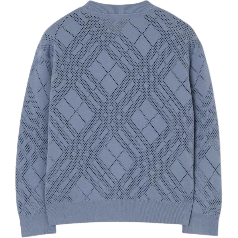 Детский свитер с круглым вырезом и длинным рукавом Burberry, Steel Blue — фото 3