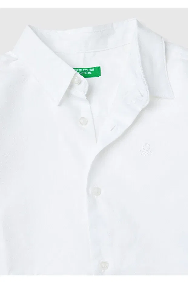 Детская рубашка для мальчиков с длинным рукавом United Colors Of Benetton, White — фото 3