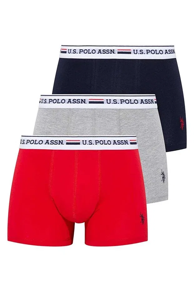 Мужские боксеры с эластичным поясом 3 шт U.S. Polo Assn., Red Gray Mlj Navy Blue