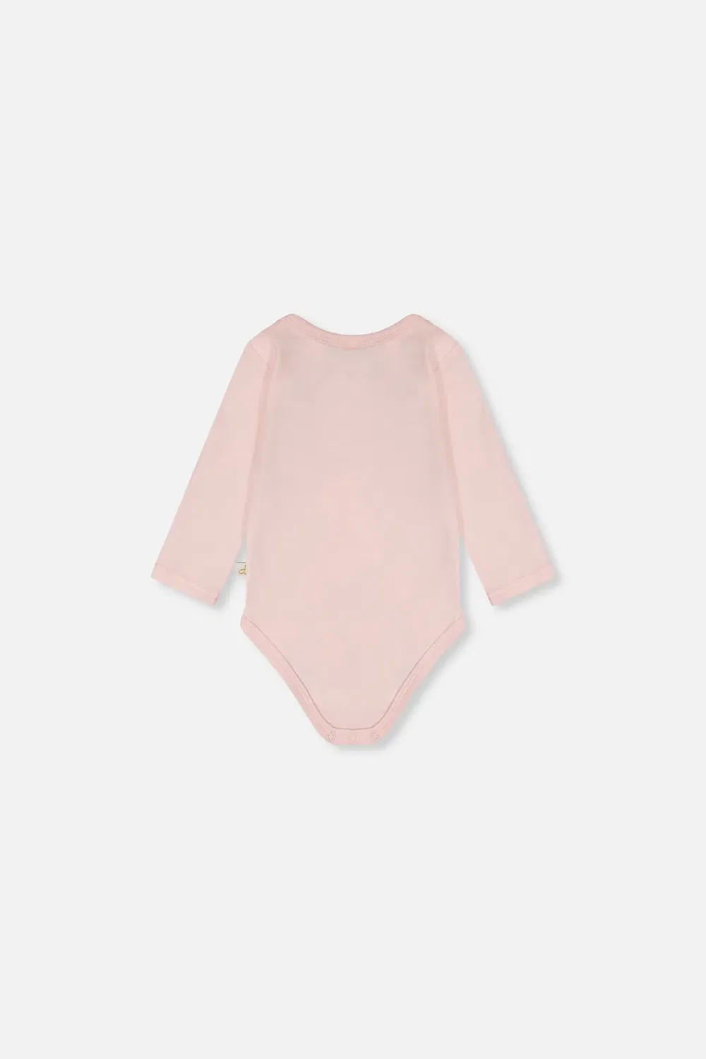 Детский боди-комбинезон с длинным рукавом с цветочной деталью Organic Cotton Onesie Deux par Deux, Very Pale Pink — фото 3