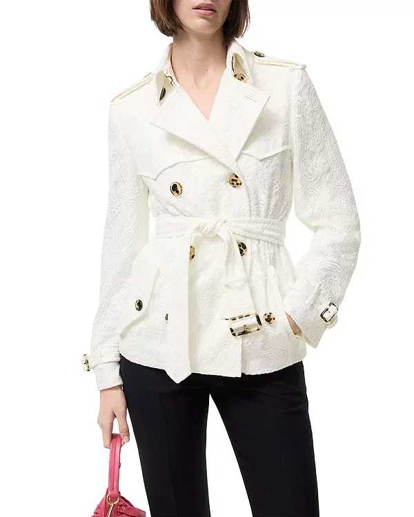 Женская куртка с принтом Foxfield Lace Paisley Double Breasted Jacket Burberry, Chalk