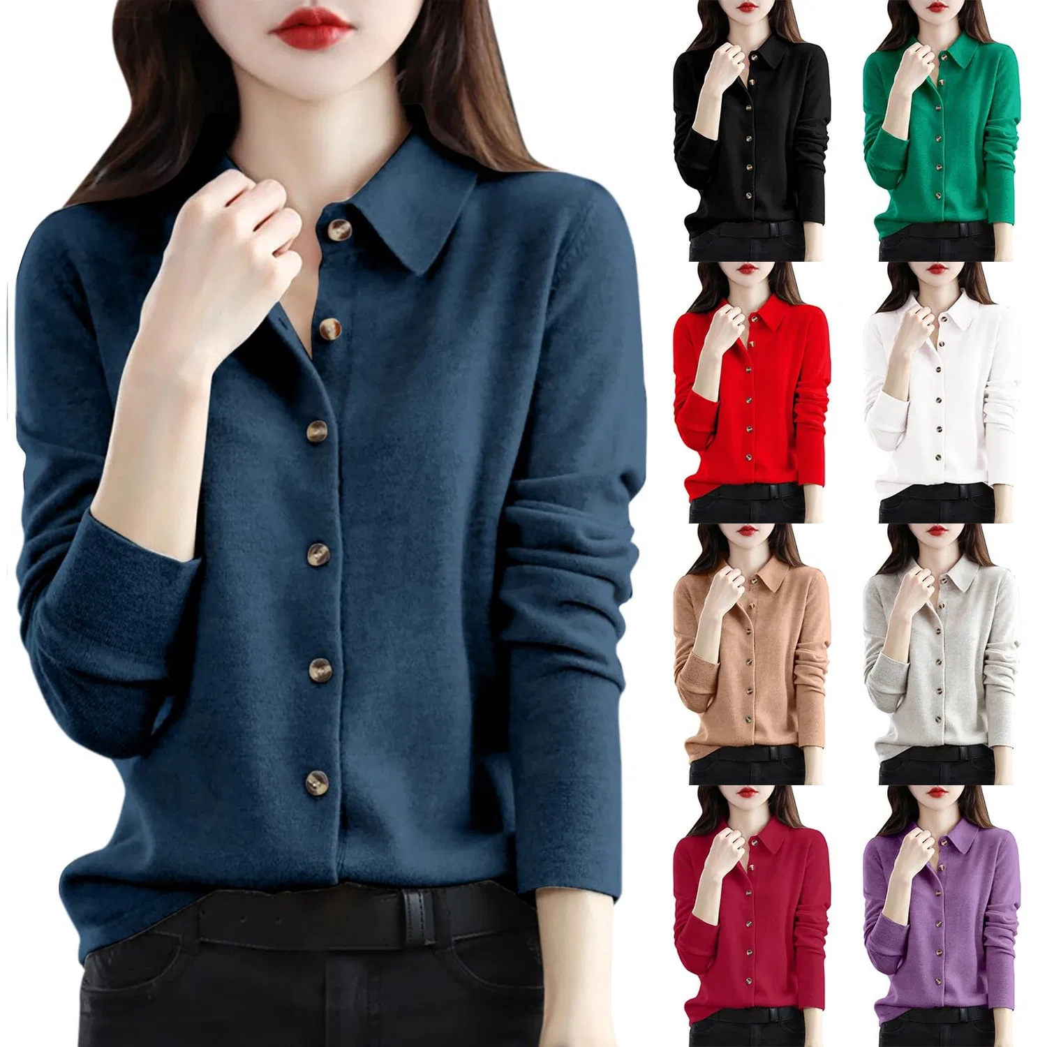 Женский кардиган с длинным рукавом Knitted Sweater for Women, Nero