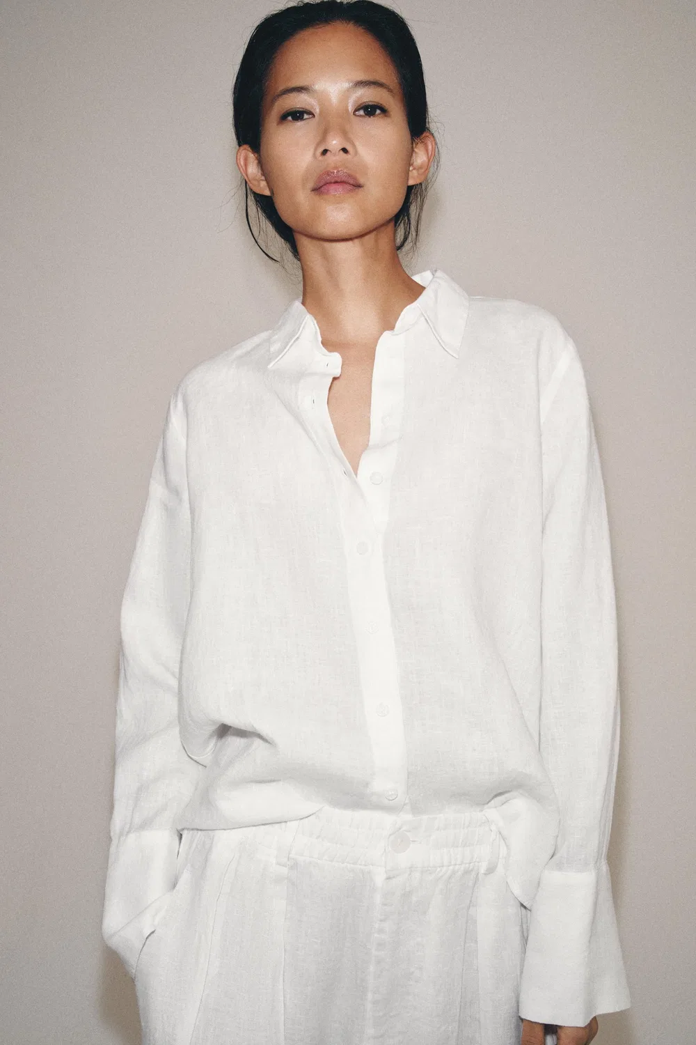 Рубашка из 100% льна из коллекции ZW. ZARA, White — фото 4