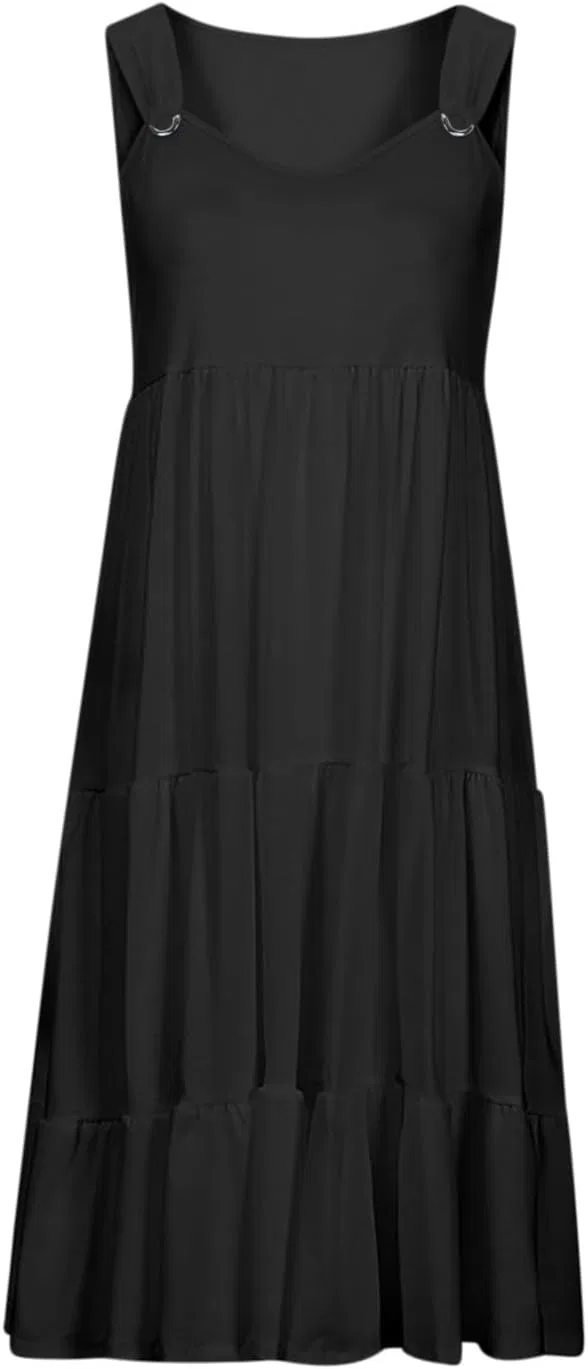 Женское пляжное платье свободного кроя с рюшами, Black — фото 3