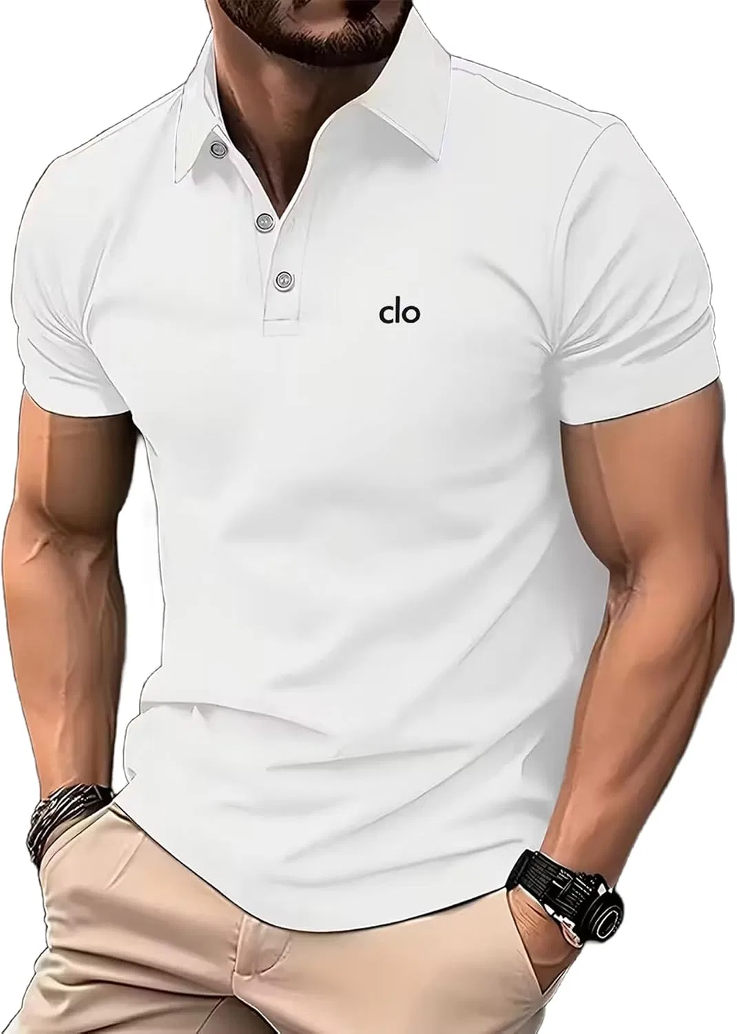 Мужское поло с коротким рукавом, Slim Fit, белый