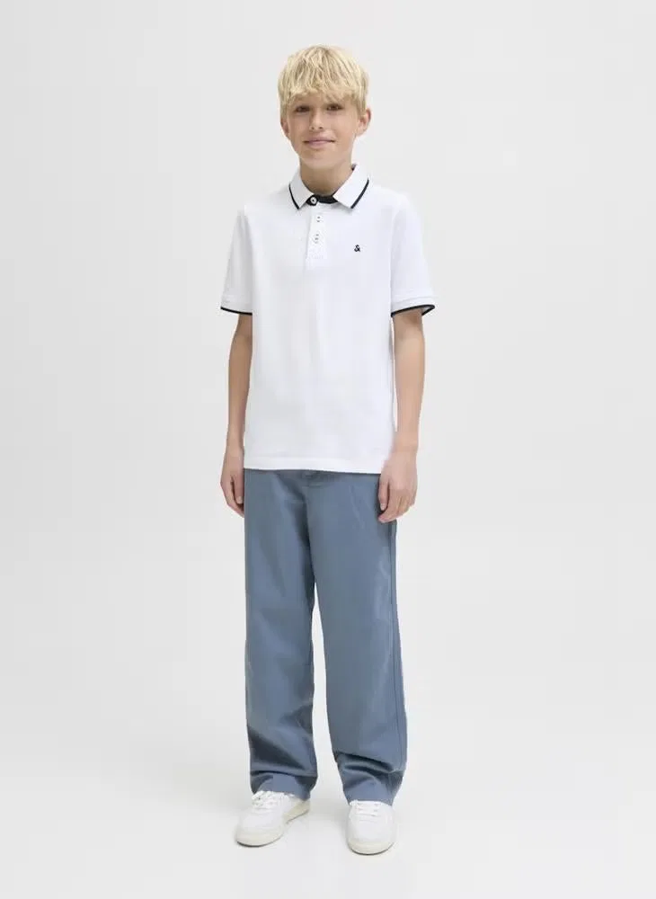 Поло классическое хлопковое Jack & Jones Junior, белый — фото 4