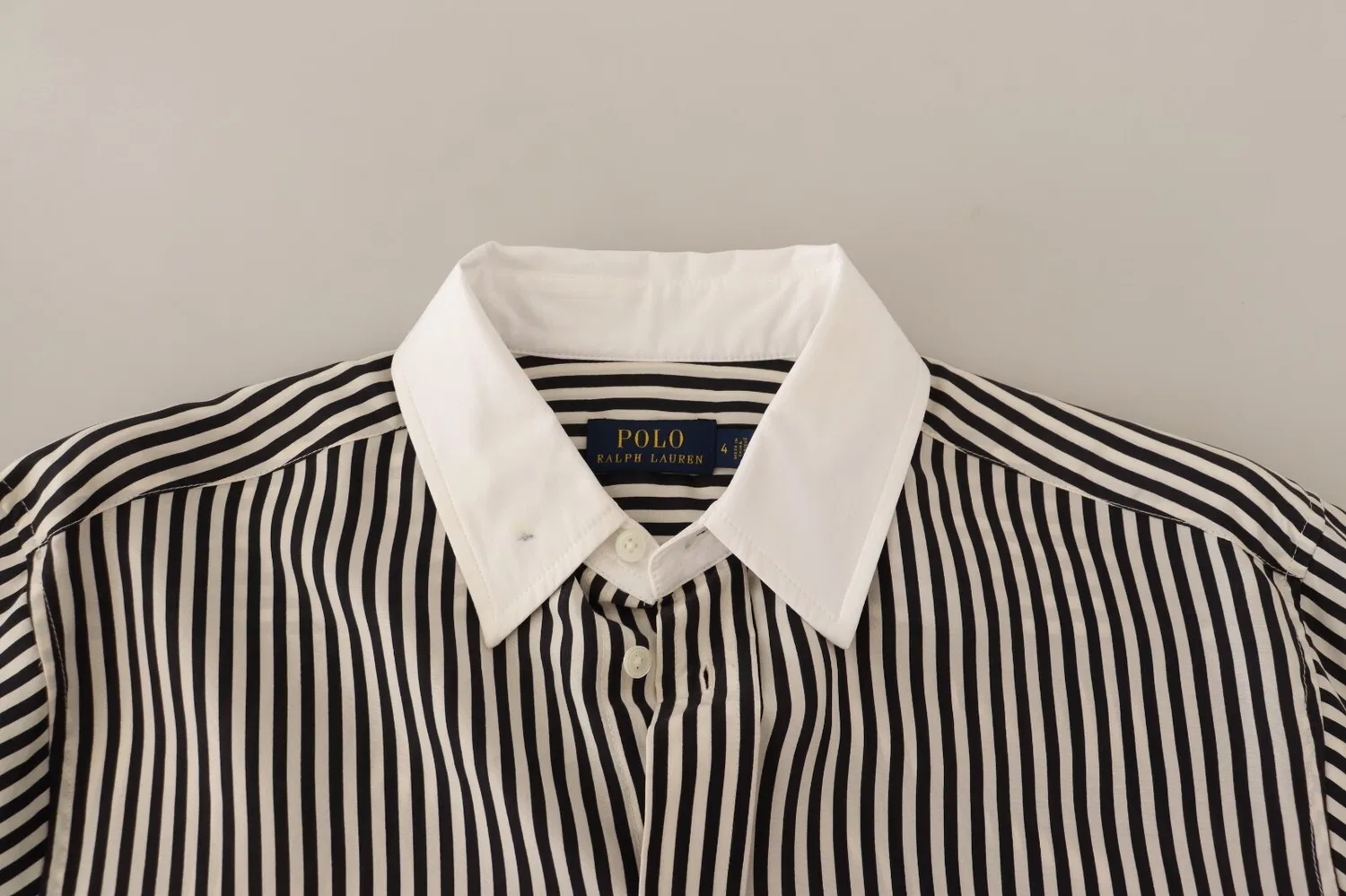 Женский топ с длинным рукавом с полосатым принтом Long Sleeves Polo Polo Ralph Lauren, Black/White — фото 4