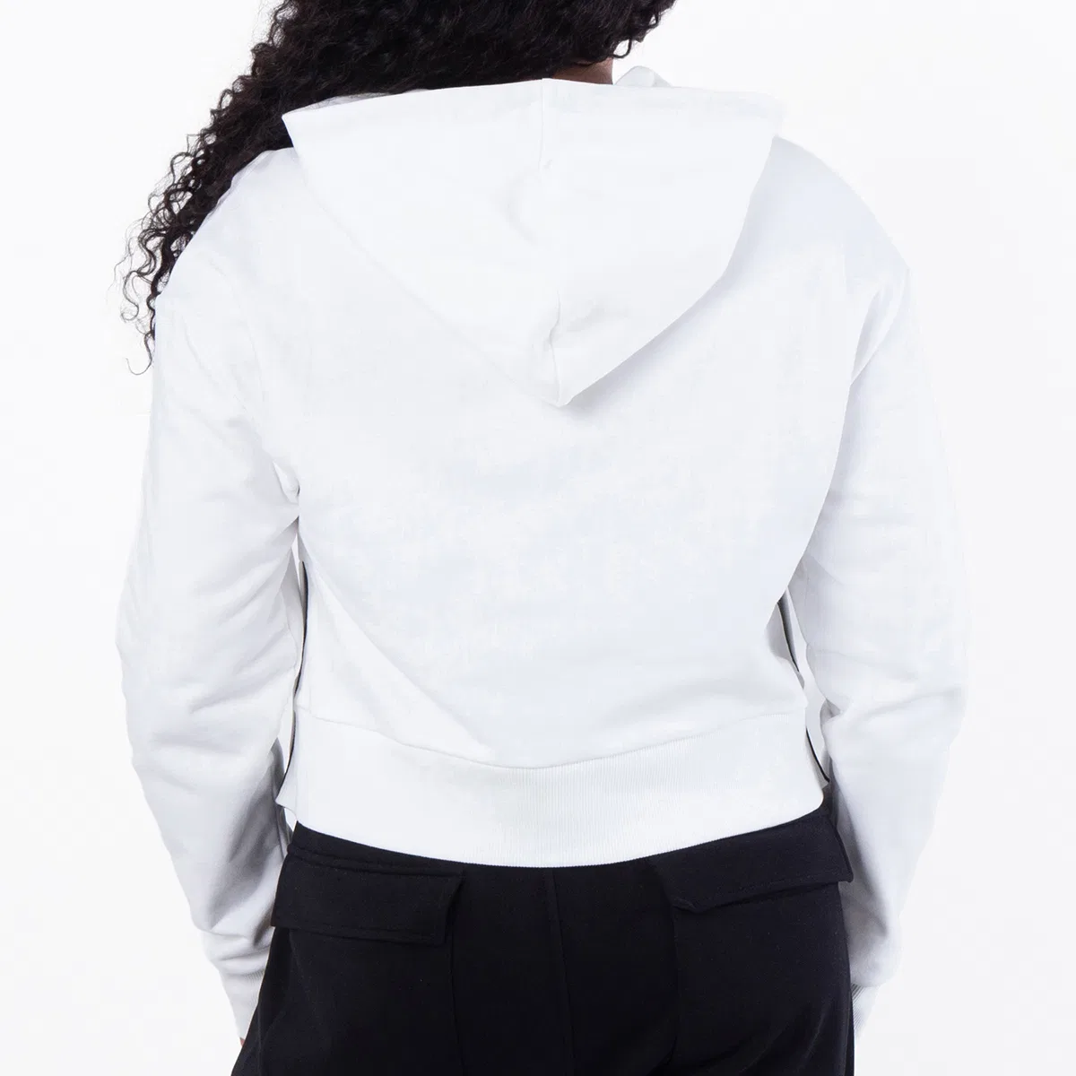 Худи укороченное с капюшоном и принтом Cropped Cotton Flock Hoodie Balmain, Gab Blanc/Noir — фото 3