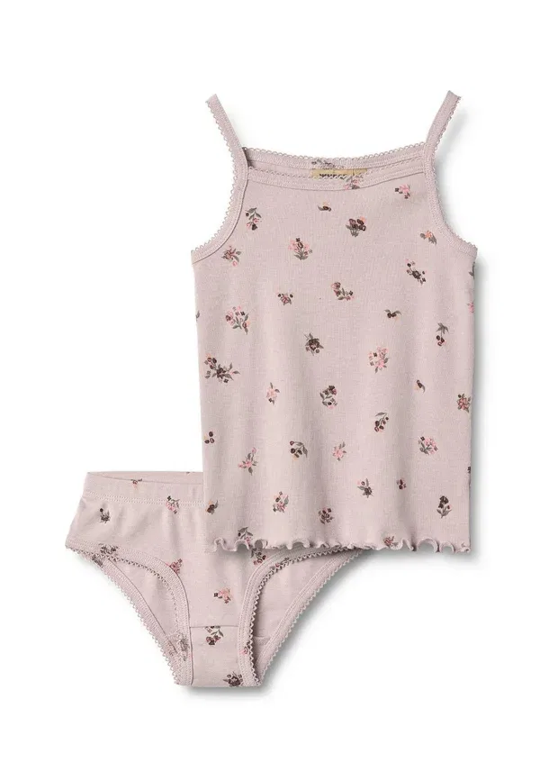 Комплект: майка и нижняя часть из 100% хлопка, модель Set, Wheat, Soft Lilac Flowers, сиреневый
