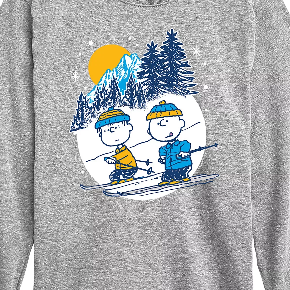 Детская футболка с длинным рукавом с принтом Charlie Brown And Linus Skiing Peanuts, Black — фото 2