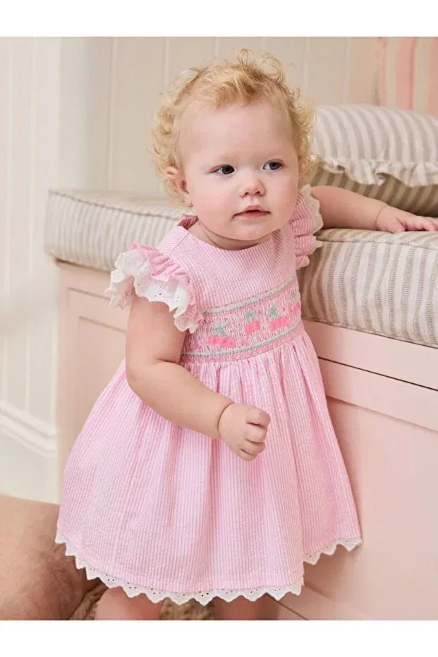 Детское платье хлопковое с кружевом Next Baby, Pink — фото 2