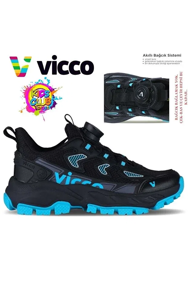Детские кроссовки для девочек с принтом Filet phylon trekking shoes Vicco, 02 Black/Black