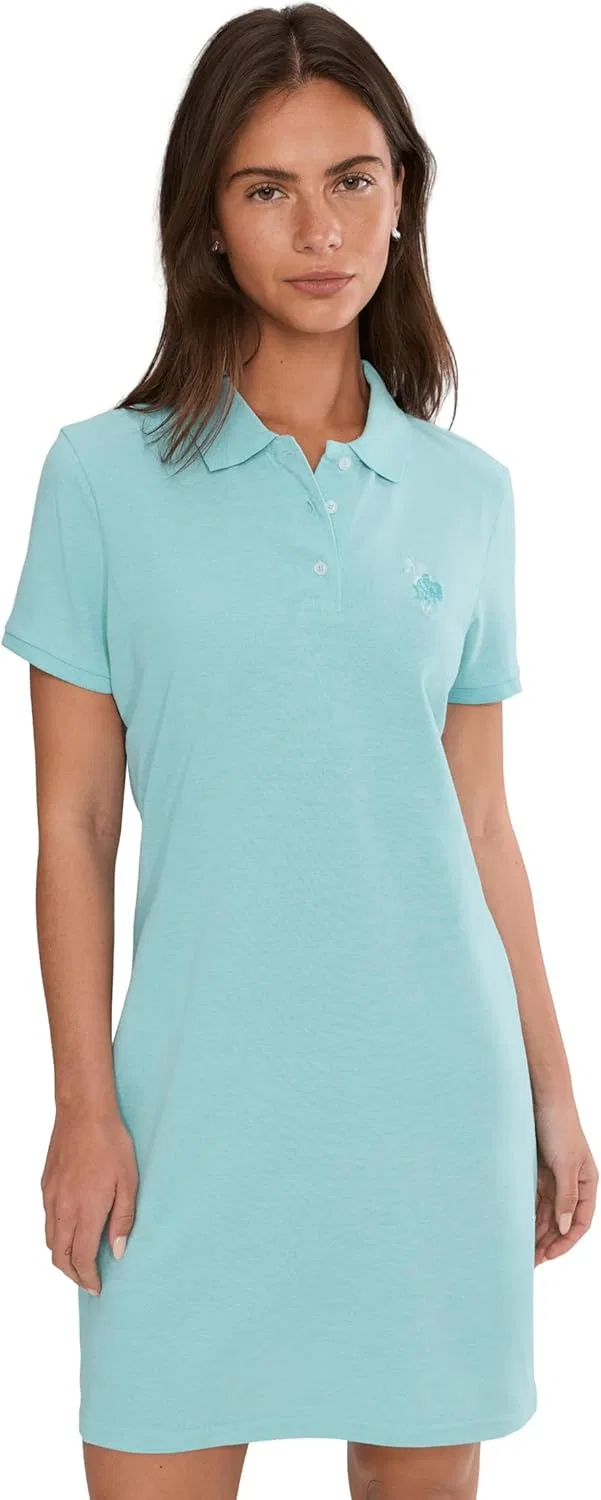 Женское мини-платье поло с вышивкой U.S. POLO ASSN., Artist Aqua Heather