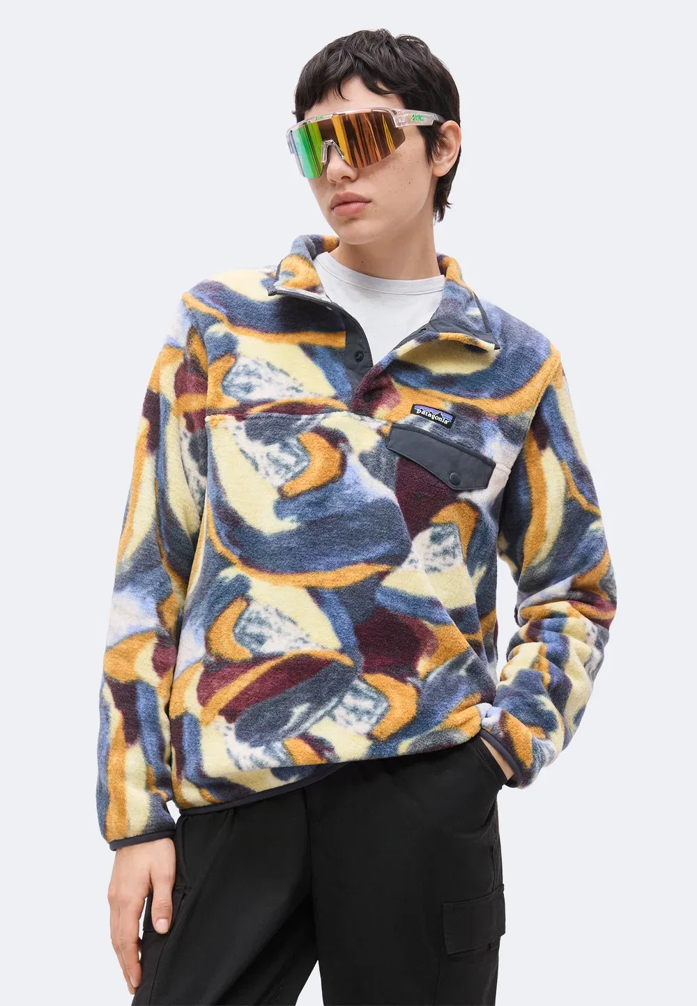 Флисовый джемпер с застежкой-молнией Synch Snap Patagonia, Smolder Blue — фото 4