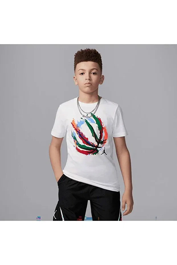 Детская футболка с коротким рукавом Jordan jdb bball fire ss tee Nike, 001