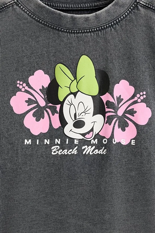 Детская футболка для девочек с выцветшим эффектом Minnie Mouse Disney Lefties, Antrasite Gray — фото 3