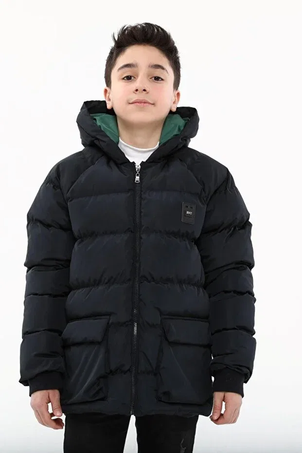 Детское пальто для мальчиков с капюшоном Benitto Kids, Navy Blue — фото 4