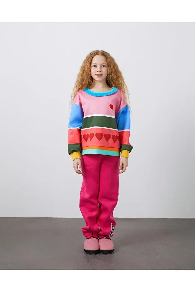 Детские свитшот для девочек с принтом Ruffle collar detailed printed girl's sweatshirt Manimani, Original