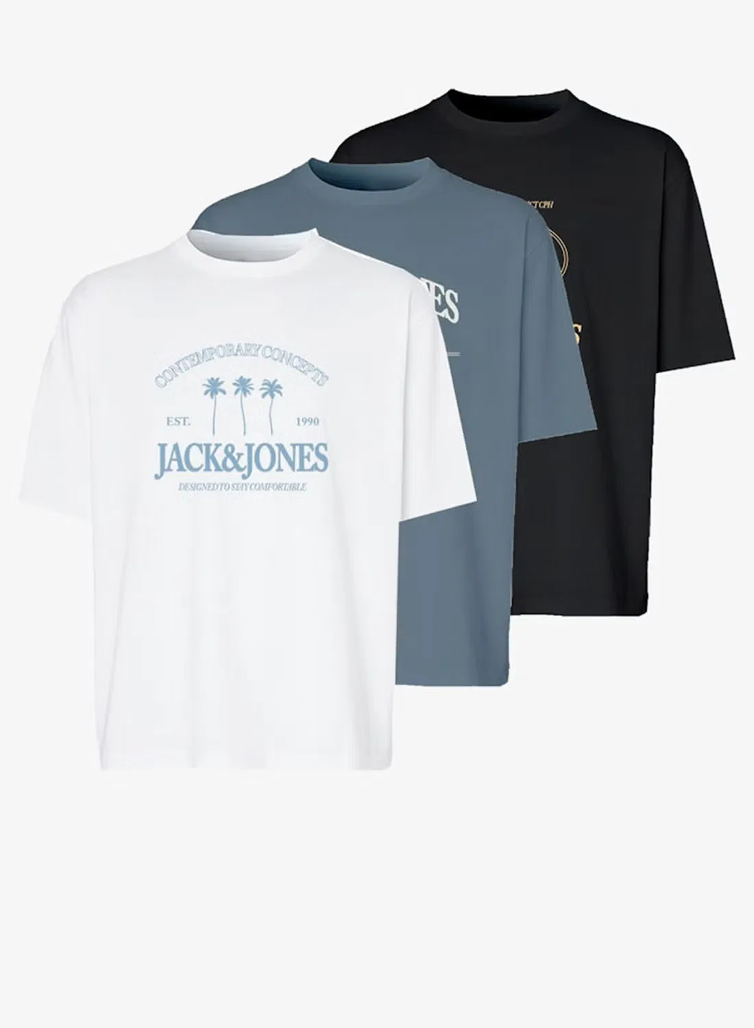Футболка с коротким рукавом комплект футболок Jack & Jones Junior, серо-голубой — фото 2