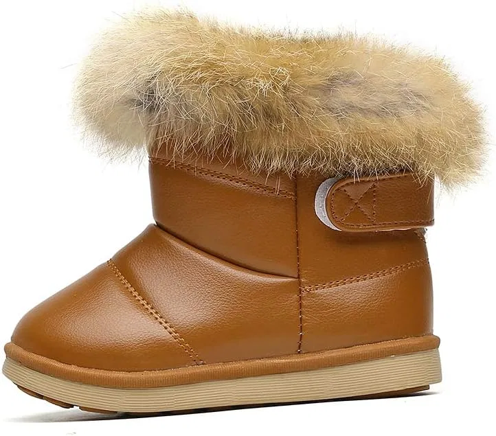 Детские зимние снежные ботинки для мальчиков и девочек Gungun Kid, Ankle Brown — фото 2
